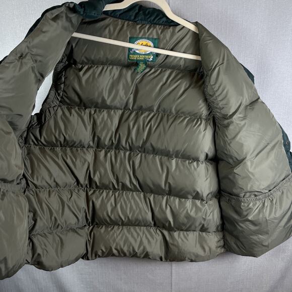 Cabela's Warm Vest Goose Down Mens Size XL Tall Puffer Green Snaps Nylon Great! - Picture 5 of 9
